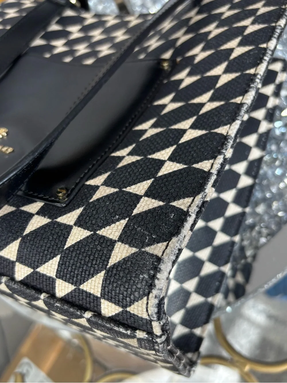 Spartina 449 Black and Cream Geometric Tote